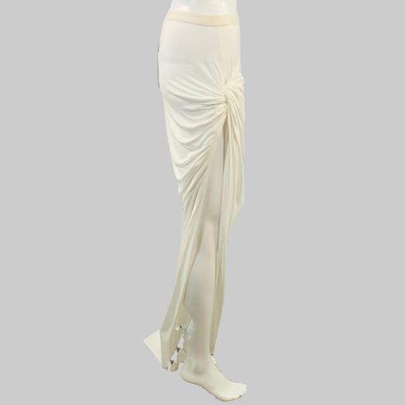RICK OWENS LILIES Size 4 Twist Edfu White Jersey Asymmetrical Long Skirt - Picture 2 of 7